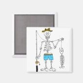 Cartoon Skeleton Fisherman in combinatie met skele Magneet (Voorkant / Achterkant)