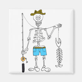 Cartoon Skeleton Fisherman in combinatie met skele Magneet