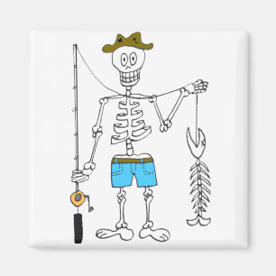 Cartoon Skeleton Fisherman in combinatie met skele Magneet
