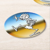 Cartoon Skeleton Halloween Party Ronde Kartonnen Onderzetter (Gebogen)