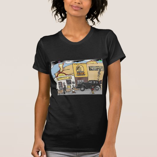 Cartoon Sketch van Roanoke's Landmark Texas Tavern T-shirt (Voorkant)