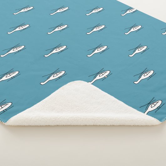 Cartoon Sketchy Helicopter Drawing Motif Pattern Sherpa Deken (3/4)