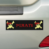 CARTOON SKULL EN ROSSBONEN BUMPERSTICKER (Op auto)