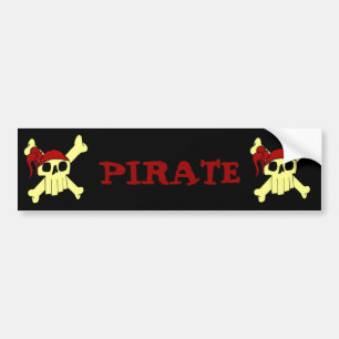 CARTOON SKULL EN ROSSBONEN BUMPERSTICKER