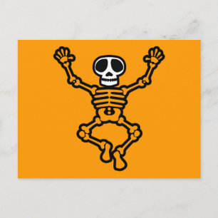 CARTOON SKULL SKELETON GRAPHIC DANCING EMO DARK BRIEFKAART