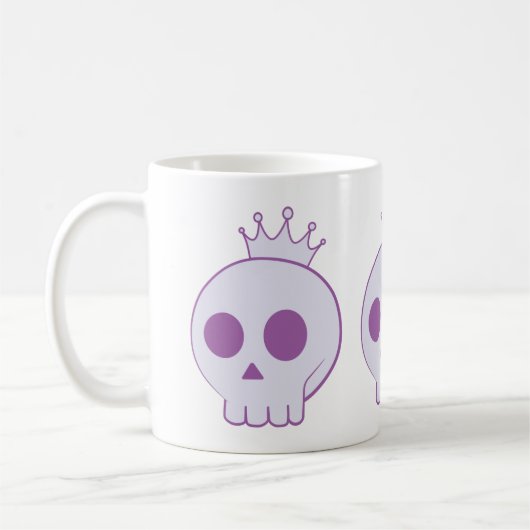 cartoon skull with crown design koffiemok (Links)