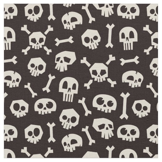 Cartoon Skulls Bone White Stof (Close Up)