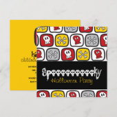 Cartoon Skulls & Botten Fun Kind Halloween Party Kaart (Voorkant / Achterkant)