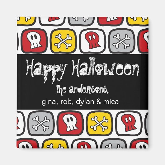 Cartoon Skulls & Botten Kind Halloween Party Gift Magneet (Voorkant)