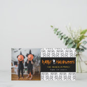 Cartoon Skulls & Botten Kind Happy Halloween Foto Kaart (Staand voorkant)