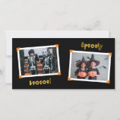 Cartoon Skulls & Botten Kind Happy Halloween Foto Kaart (Achterkant)