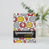 Cartoon Skulls & Botten Pattern Halloween Party Uitnodiging Briefkaart (Staand voorkant)