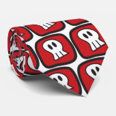 Cartoon Skulls & Botten Red Squares Halloween Part Stropdas (Opgerold)