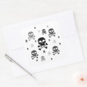 Cartoon Skulls Collage - Grijswaarden Vierkante Sticker (Envelop)