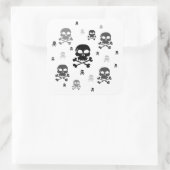 Cartoon Skulls Collage - Grijswaarden Vierkante Sticker (Tas)