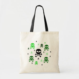 Cartoon Skulls Collage - Groen Tote Bag