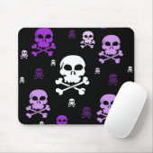 Cartoon Skulls Collage - Paars Muismat (Met muis)