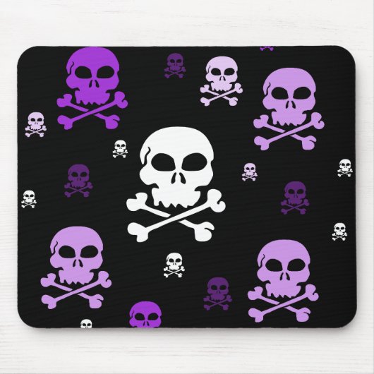 Cartoon Skulls Collage - Paars Muismat (Voorkant)