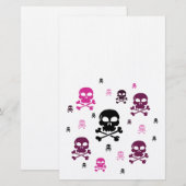 Cartoon Skulls Collage - Roze Briefpapier (Voorkant / Achterkant)