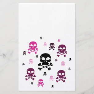 Cartoon Skulls Collage - Roze Briefpapier