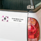 Cartoon Skulls Collage - Roze Bumpersticker (Op Truck)