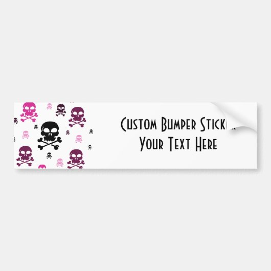 Cartoon Skulls Collage - Roze Bumpersticker (Voorkant)