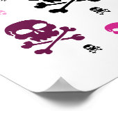 Cartoon Skulls Collage - Roze Poster (Hoek)
