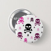 Cartoon Skulls Collage - Roze Ronde Button 5,7 Cm (Voorkant /achterkant)