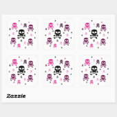 Cartoon Skulls Collage - Roze Vierkante Sticker (Vel)
