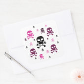Cartoon Skulls Collage - Roze Vierkante Sticker (Envelop)