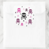 Cartoon Skulls Collage - Roze Vierkante Sticker (Tas)
