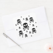Cartoon Skulls Collage - Zwart & Wit Vierkante Sticker (Envelop)