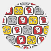 Cartoon Skulls en Botten Kind Halloween Party Ronde Sticker (Voorkant)