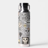Cartoon Skulls Waterfles (Voorkant)