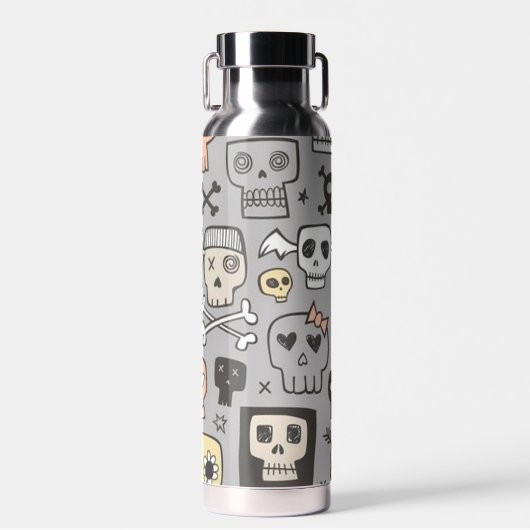 Cartoon Skulls Waterfles (Voorkant)