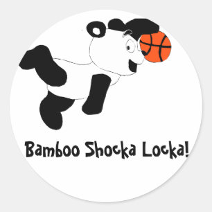 Cartoon Slam Dunking Panda Ronde Sticker