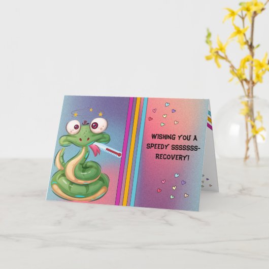 Cartoon Slang Snelle Herstel Beterschap Kaart (Gele Bloem)