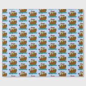 Cartoon sleepboot cadeaupapier (Vlak)