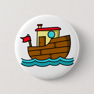 Cartoon sleepboot ronde button 5,7 cm