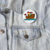 Cartoon sleepboot ronde button 5,7 cm (In situ)