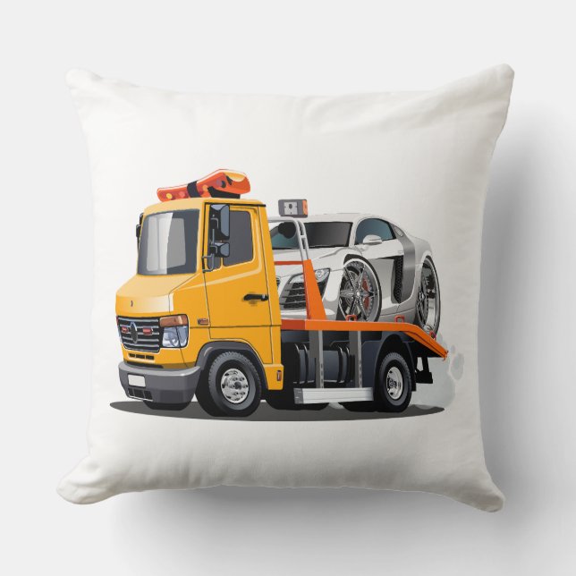 Cartoon sleepvrachtwagen kussen (Voorkant)