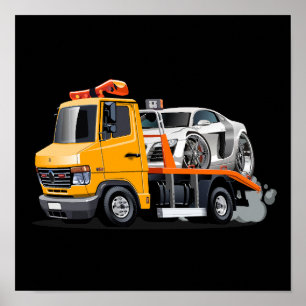 Cartoon sleepvrachtwagen poster