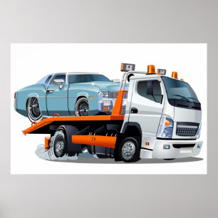Cartoon sleepvrachtwagen poster