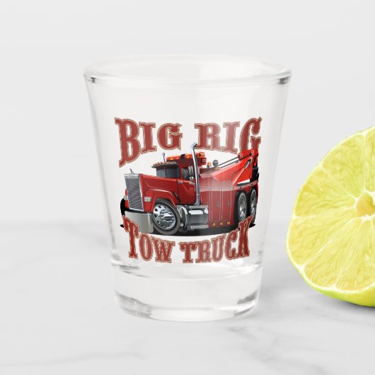 Cartoon sleepvrachtwagen shot glas (Voorkant)