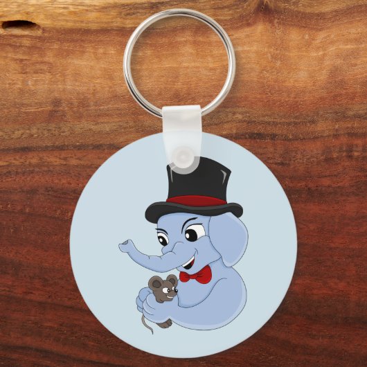 Cartoon sleutelhanger van de acute olifant (Voorkant)