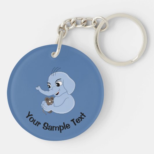 Cartoon sleutelhanger van de acute olifant (Achterkant)