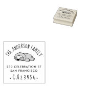 Cartoon Sloth | Aangepaste familienaam Retouradres Rubberstempel (Gestempeld)