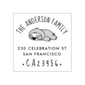 Cartoon Sloth | Aangepaste familienaam Retouradres Rubberstempel (Afrduk)
