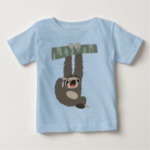 Cartoon Sloth Dangling van een T-Shirt Baby van de