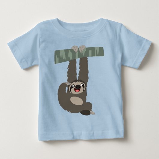 Cartoon Sloth Dangling van een T-Shirt Baby van de (Voorkant)